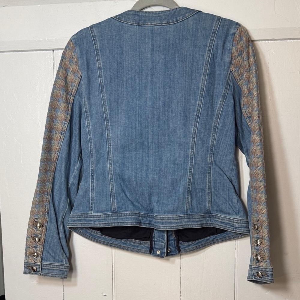NWOT White House Black Market Blue and Tan Jean and Tweed Jacket - Picture 5 of 10